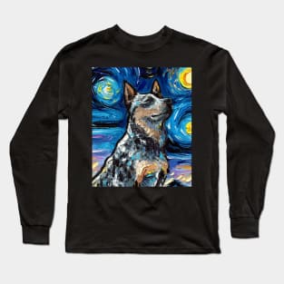 Blue Heeler Night Portrait Long Sleeve T-Shirt